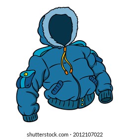 winter jacket vector illustration,isolated on white background,top view