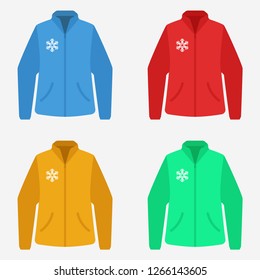 Winter Jackets.Set of winter jackets. Winter. Clothing. Vector illustration. EPS 10.