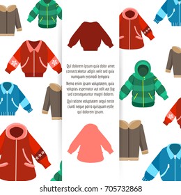 Winter jackets poster design on white backgroud, vector illustration