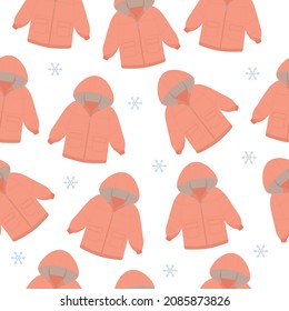Winter jackets seamless pattern. Warm jacket. Winter clothing