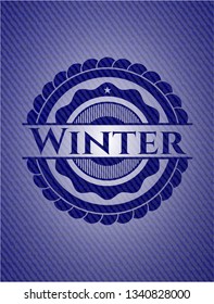 Winter jean or denim emblem or badge background