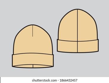 Winter jersey beige hat, sketch style vector illustrations isolated on grey background. Vector template.