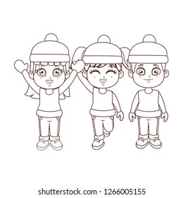 Winter and kids brown lines