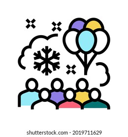 winter kids party color icon vector. winter kids party sign. isolated symbol illustration