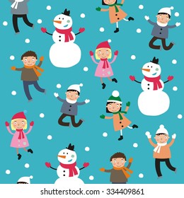 winter kids vector design