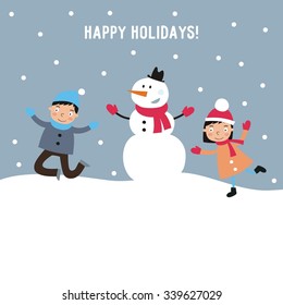 winter kids vector design