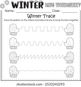 Hoja de trabajo de los niños del invierno: rastro del invierno 4