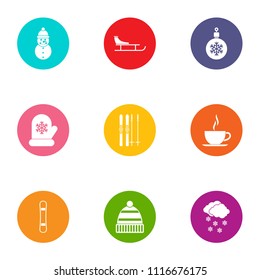Winter kind icons set. Flat set of 9 winter kind vector icons for web isolated on white background