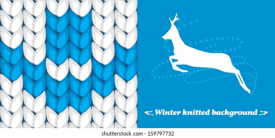 Winter knitted background. Banner for design. Vector