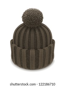 winter knitted bubble hat vector illustration isolated on white background EPS10. Transparent objects and opacity masks used for shadows and lights drawing