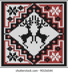 Winter knitted decorative pattern with deers