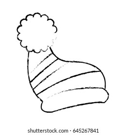 winter knitted hat with pompon, sketch style winter accessory