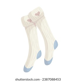 Winter knitted knee socks. Vector graphics.