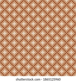 Winter knitted pattern. Nordic ethnic style ornament with rhombs and dots. Holiday vector background. Diamond pattern seamless texture.