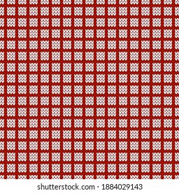 Winter knitted pattern. Nordic style ornament. Holiday background. Grid pattern, seamless wool texture. Vector illustration.