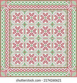 Wintergestrickmuster auf Rot und Grün