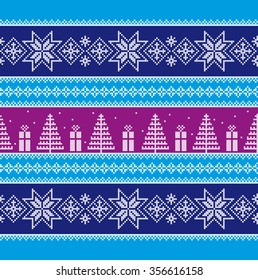 Winter knitted seamless pattern. Christmas ornament. Vector.