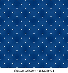 Winter knitted seamless pattern with dots. Norwegian style sweater. Wool texture. Vector illustration. Traditional holiday background.