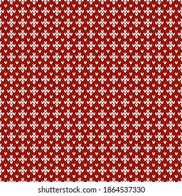 Winter knitted seamless pattern with dots and rhombs. Norwegian style sweater. Wool texture. Vector illustration. Traditional holiday background.