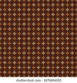 Winter knitted seamless pattern with dots. Norwegian style sweater. Wool texture. Vector illustration. Traditional holiday background.