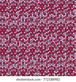 winter knitted seamless pattern of pink color.  Knitting Wool Texture