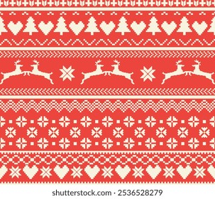 Winter knitted seamless pattern with squirrels. Christmas ornament. Vector.