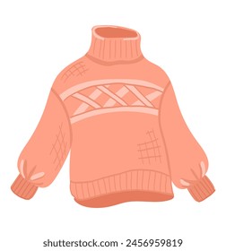 Jersey de punto de invierno en diseño plano. Lindo jersey de lana de invierno. Ilustración vectorial aislada.