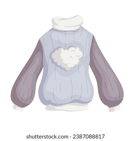 Winter knitted sweater with fur pompom. Vector graphics.