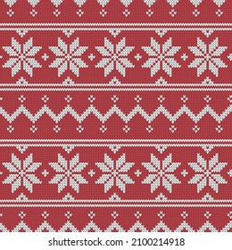 Winter knitted texture pattern. Christmas sweater design. Norway fair isle style. Knitting seamless pattern.