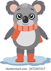 Winter koala with scarf and boots
