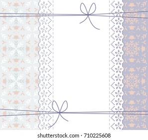 Winter lace frame with decorative elements. Template frame design for card in winter theme. Useful for packaging, invitations, decoration, bag template and more ideas.