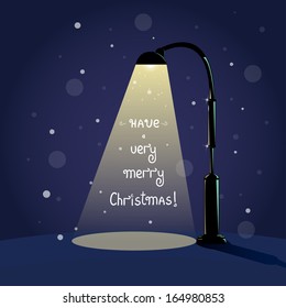 Winter. Lamppost.