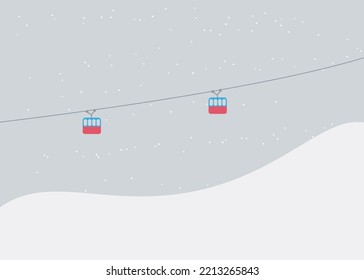 Winter landscape with 2ropeways and snowfall