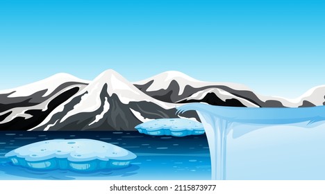 Winter landscape of Antarctica illustration