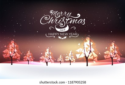 Winter landscape with aurora and forest. Illustration for banners, flyers, posters