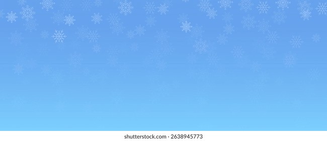 Winter landscape background with blue color and falling snowflakes. Snow illustration for New Year decoration