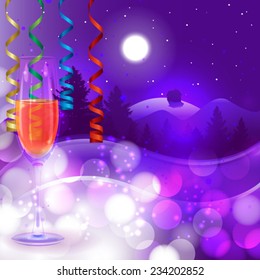 Winter landscape background with champaign