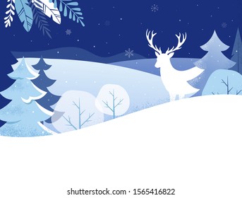 Winter Landscape Background. Christmas banner. Flat Vector Illustration