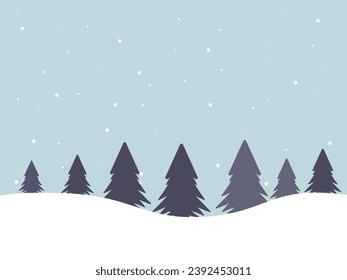 Vector de tarjetas de felicitación de árbol de navidad en el entorno invernal