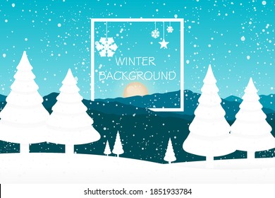 Winterlandschaft mit Nadelwald und Schnee in Weihnachten und Wintersaison.
