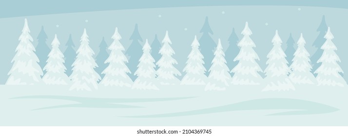 Winter landscape background. Fir forest. Vector background