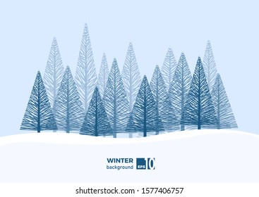 Winter landscape background with fir tree and snow in mountain. Christmas. Abstract vector illustration.
