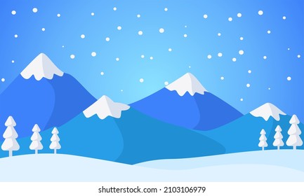 Winter Landscape Background. Flat Vector Illustration