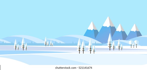 Winter Landscape Background.  Flat Vector Illustration
