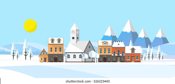 Winter Landscape Background. Flat Vector Design Illustration

