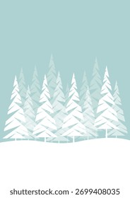 Winter landscape background of a forest in mountain. Vector illustration. 