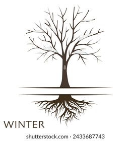 Winterlandschaft Hintergrund. Gefrorene Äste bedeckt mit Schnee. Schöne Tierwelt im Schnee. Flache Vektordarstellung. EPS 10.