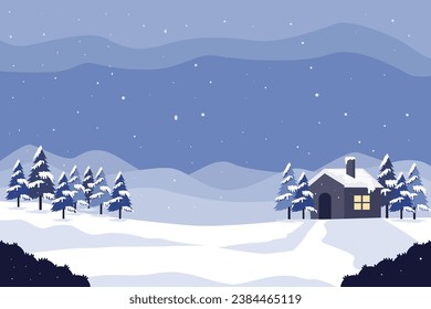 winter landscape background illustration in flat design