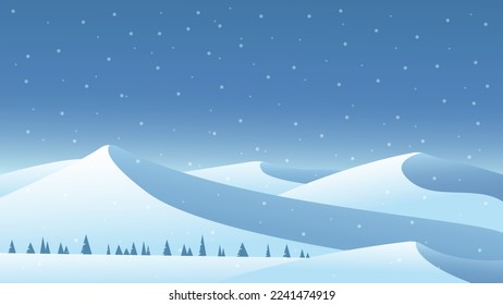 Winter landscape background illustration vector, silhouette
