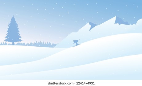 Winter landscape background illustration vector, silhouette